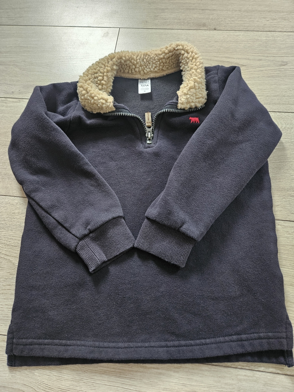 Carter's Kid Boys Navy Blue Sherpa Collar Quarter Zip Pullover Sweater Size 7